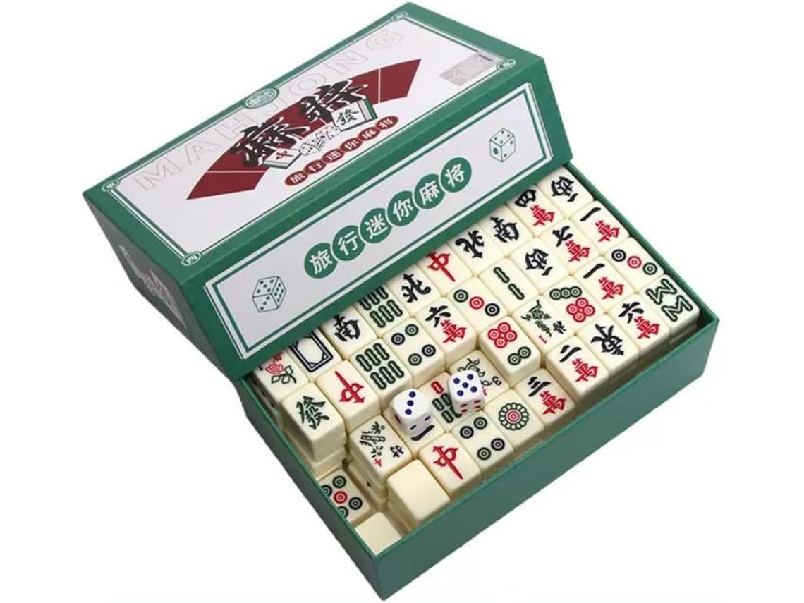 Mini conjunto portátil de mahjong chinês tradicional com 144 peças Ywp