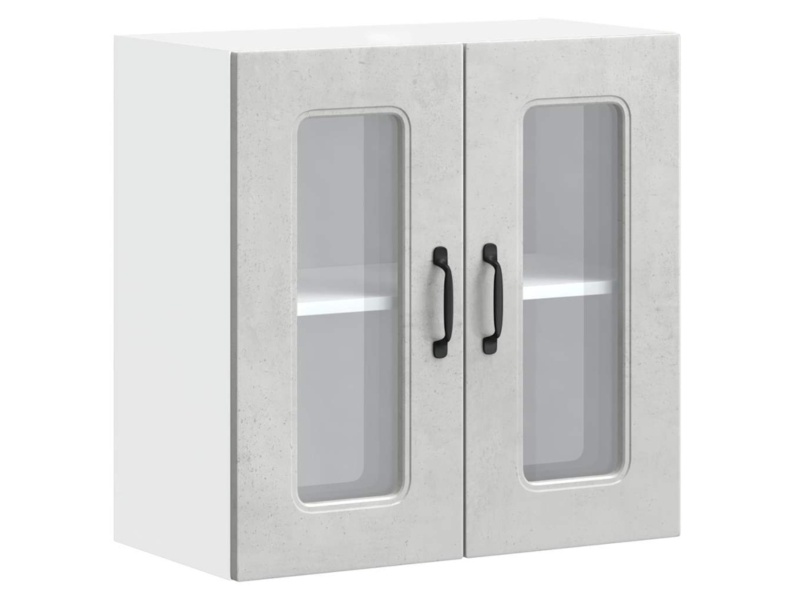Armário de Parede de Cozinha com Porta Vidro em Concreto Cinza MAISON EXCLUSIVE