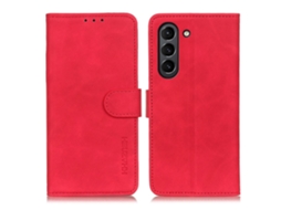 Capa Fe Para Samsung Galaxy S21 Pele Sintética Vintage Vermelho