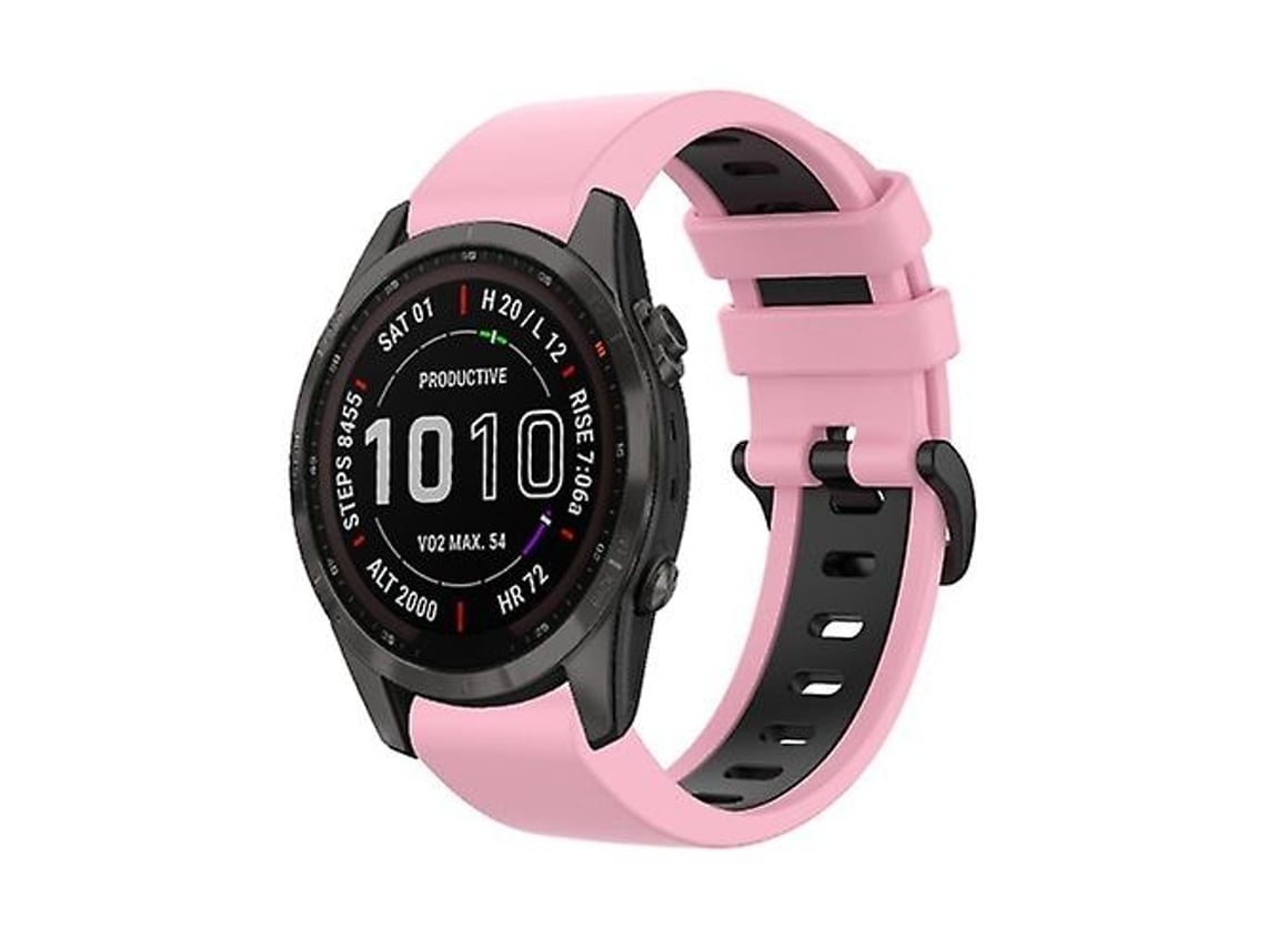 Pulseira De Relógio Lurelia Para Garmin Fenix 7s Solar 22 Mm Silicone Rosa Preto