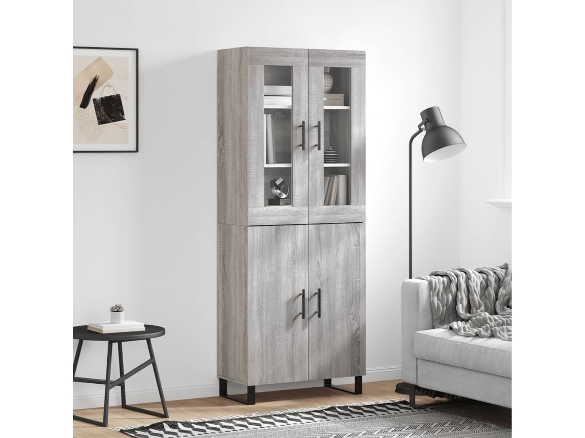 Vidaxl Armário Alto 69,5x34x180 Cm Derivados De Madeira Sonoma Cinza