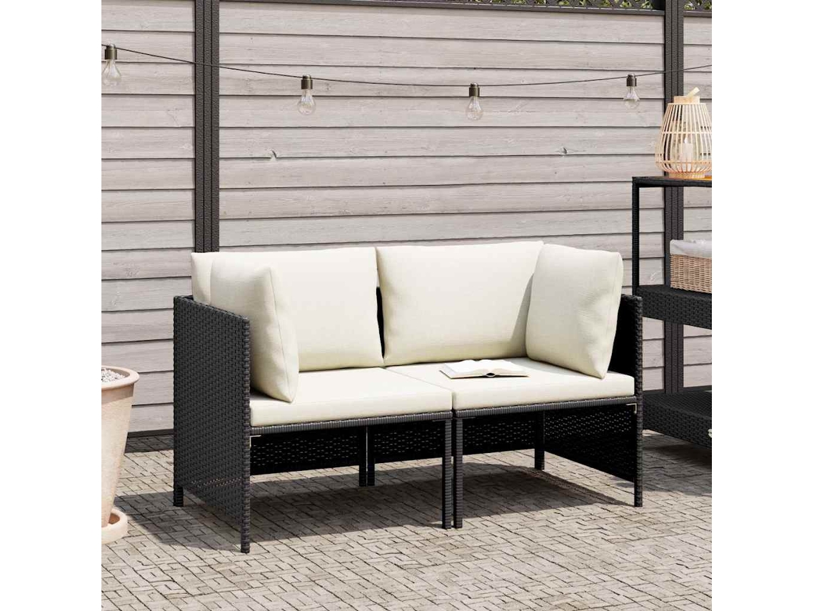 Maison Exclusive - Sofá De Jardim Com Almofadões 2 Lugares Vime Pe Preto