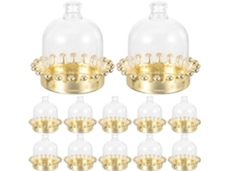 Bandeja Pequena Dourada Para Cupcakes Com Tampa Em Formato De Cúpula, Ideal Para Festas E Uso Diário, Pacote Com 12 Unidades