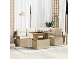 Vidaxl Conjunto De Sofá De Jardim 6 Unid. Bege E Creme