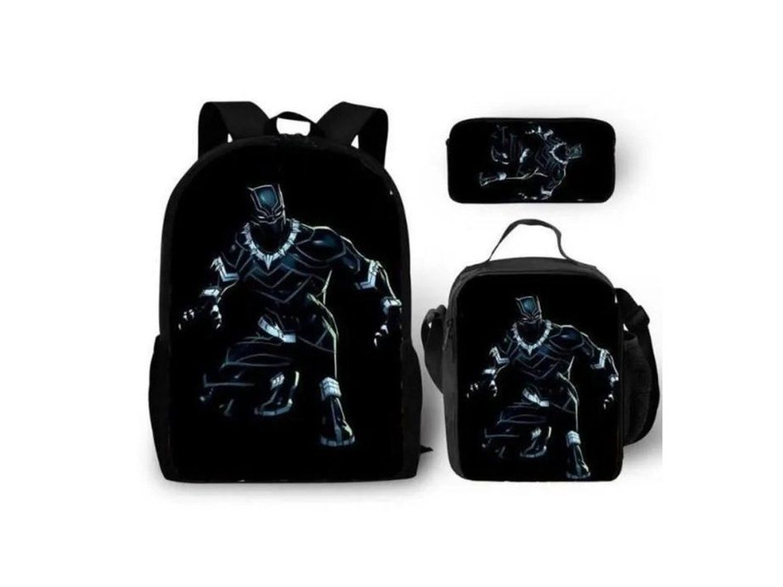 Mochila Jinding Pantera Negra Com Impressão 3d, Conjunto Escolar De 3 Peças, 40 Cm (16 Polegadas)