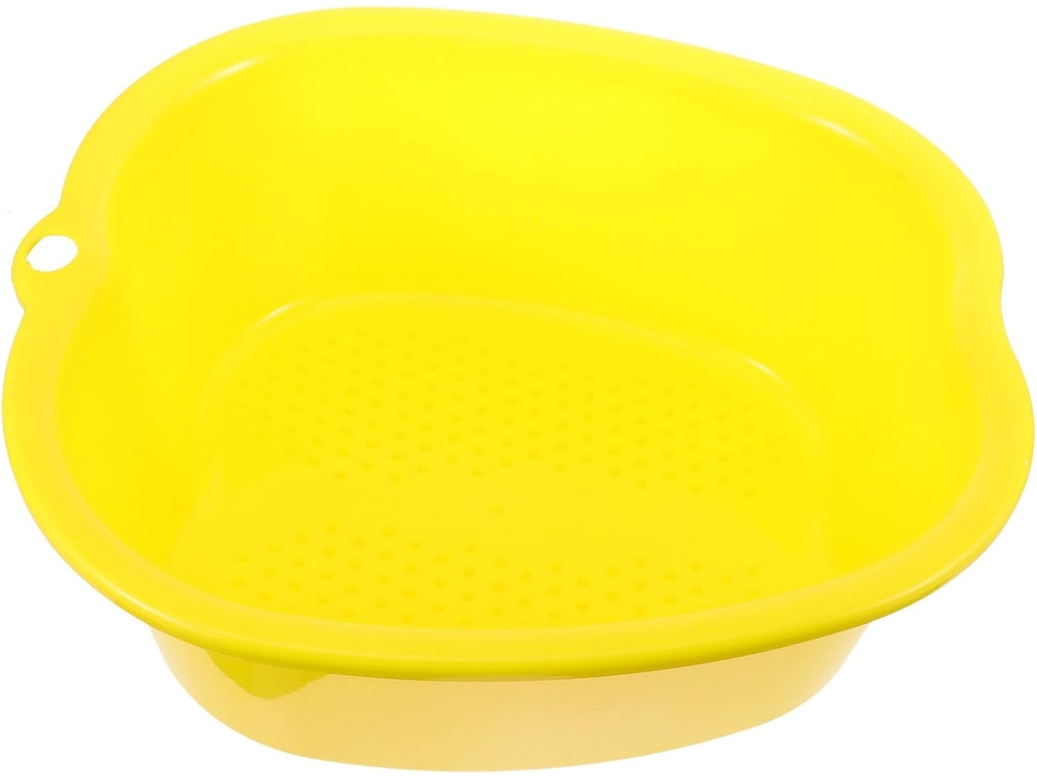 Balde De Plástico Amarelo Para Massagem Dos Pés, Ideal Para Banheira Ou Lavatório. Durável E Prático.