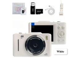 Câmera digital compacta portátil Yizhood 4K HD, zoom de 16x, tecido, 32g, 28 polegadas, branca