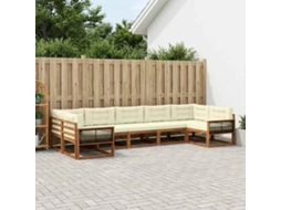 Vidaxl Conjunto De Sofás Para Exterior 7 Unid. Natural E Creme