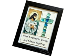 Moldura De Arte Em Vidro Do Mar Com Crucifixo De Jesus, Decoração Religiosa De Parede Para Homens E Mulheres.
