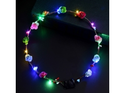 Tiara floral Mali com luzes LED, ideal para festas, casamentos, Natal e Halloween, 65 cm.