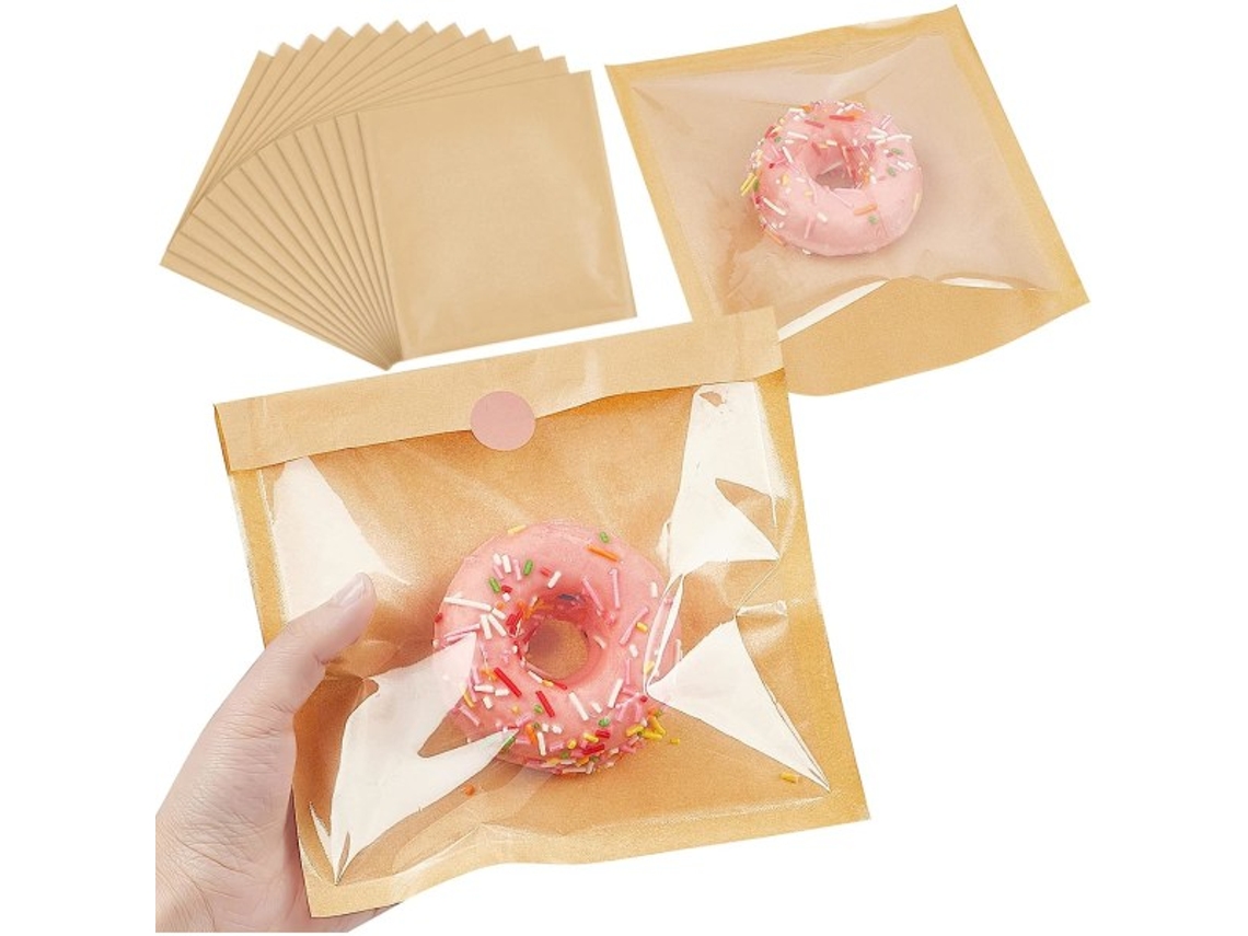 Sacos de Confeitaria Selados a Quente com Janela para Embalar Sanduíches de Ovo, Donuts e Biscoitos, 18 X 19 Cm BRILVIBERA