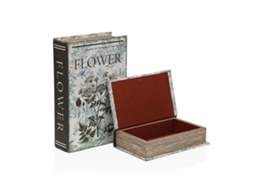 Caixa Decorativa Versa Tela Madeira Mdf Bloemen Livro