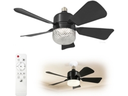 Ventilador De Teto Com Luminária E27 17,7 Polegadas, Controle Remoto,