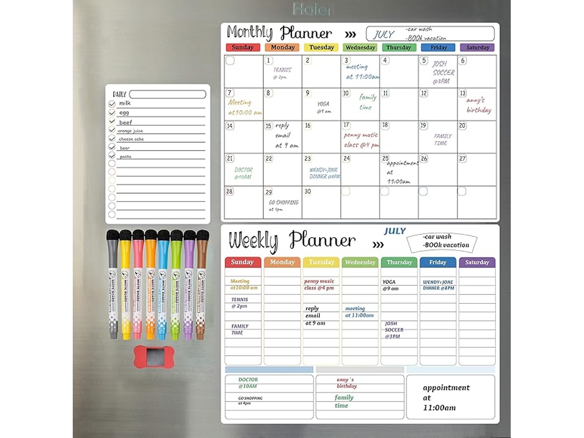 Calendário de quadro branco, calendário magnético de geladeira, calendário mensal Slowmoose (mensal, semanal e diário)