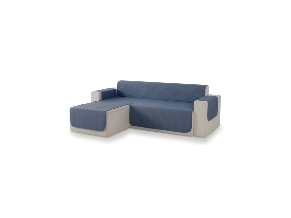 Capa De Sofá Acolchoada Chaise Esquerda 240, Azul Cinza