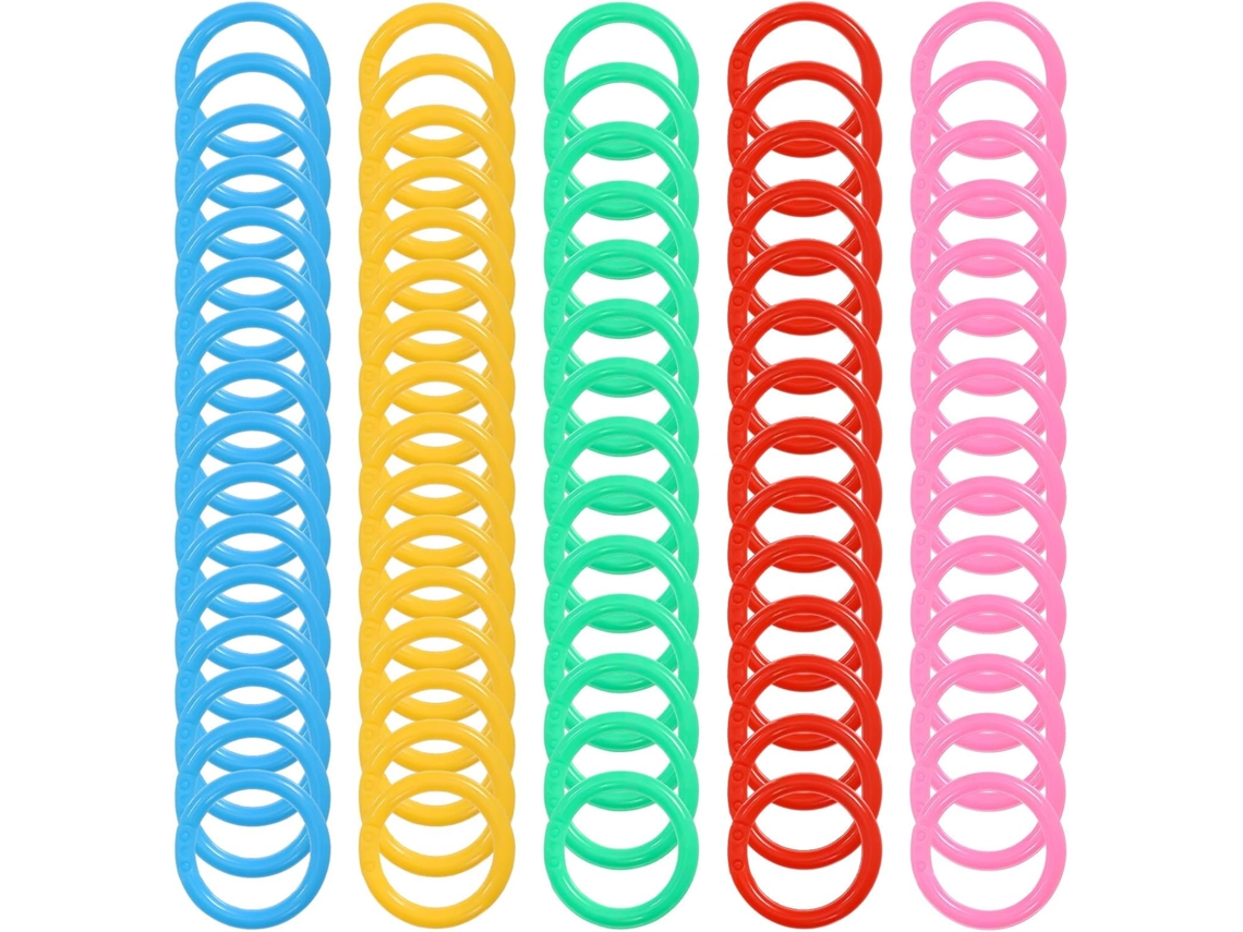Conjunto de 300 anéis de plástico para correntes, com diâmetro interno de 20 mm, com núcleos sortidos nas cores verde e azul.