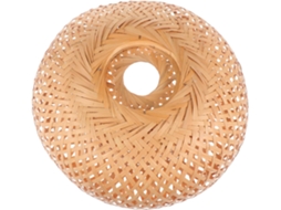 Abajur Artesanal De Bambu Trançado Em Dupla Camada, 30 Cm, Cáqui, Rústico E Resistente.