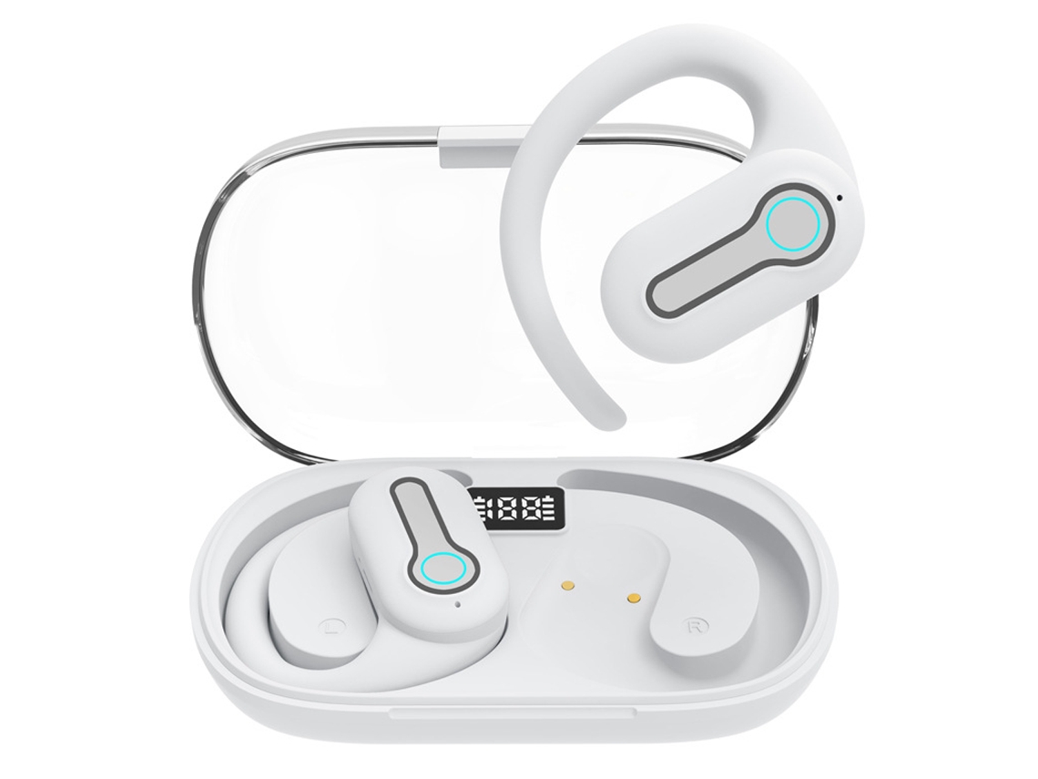 Fones De Ouvido Intra-auriculares Bluetooth 5.3 Com Ar-condicionado Mdug, Display Digital E Longo Tempo De Espera (branco)