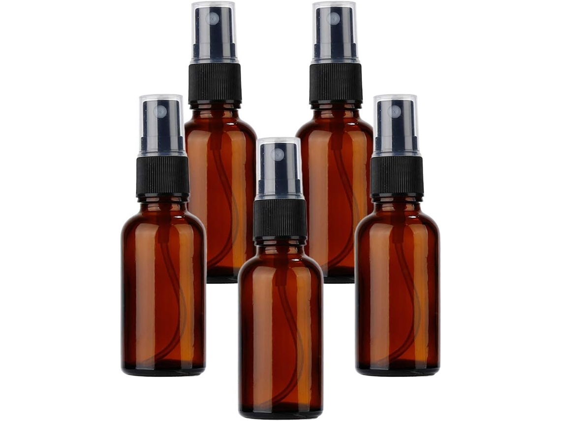 Conjunto De 10 Frascos De Vidro Âmbar Recarregáveis E Milde De 15ml Com Spray Para Óleo.