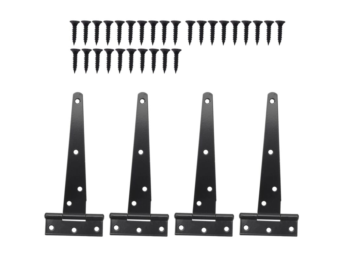 Conjunto De 4 Dobradiças Reforçadas Para Portas De Madeira, Com 15 Cm De Diâmetro E Formato Em T, Pretas
