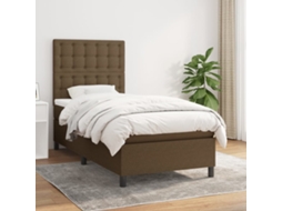 Cama Com Molas/colchão 90x200 Cm Tecido Castanho-escuro