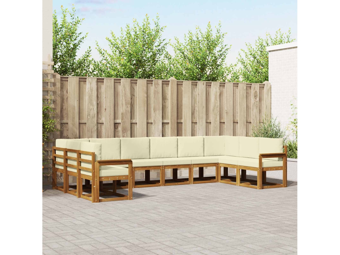 Vidaxl Conjunto De Sofás Para Exterior 10 Pcs Natural E Creme