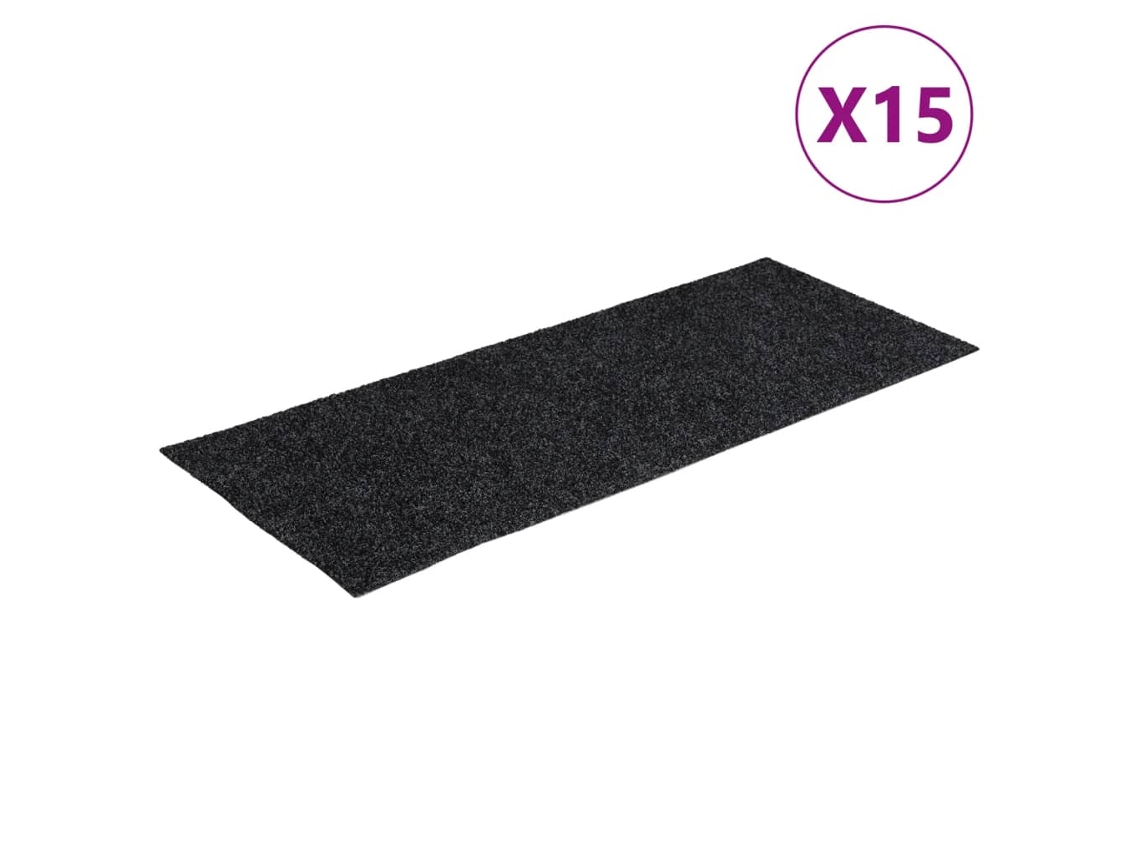 Tapetes de Escada Autoadesivos 15 Peças 60x25 Cm Cinzento Escuro Retangulares MAISON EXCLUSIVE
