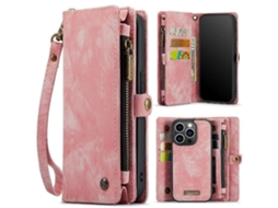 Capa Para Iphone 13 Pro Max Tpu Pc Couro Feito À Mão Com Zíper Porta-cartões Destacável Capa Carteira Tripla Com Magnético Forte