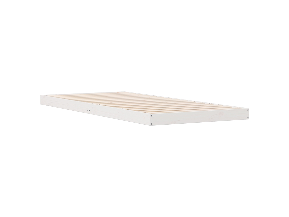 Conjunto 1 Estrutura De Cama De Chão Vidaxl Branco Madeira De Pinho Maciça (90 X 220 Cm)