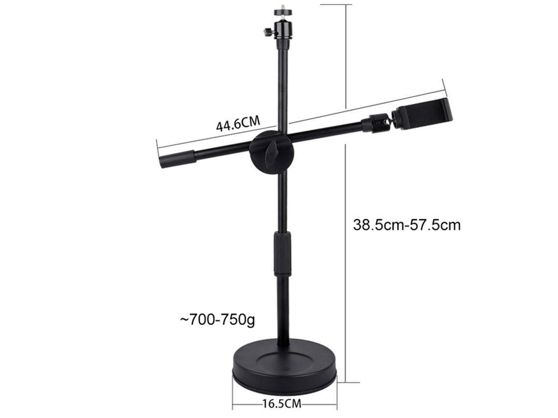 Mali suporte de Telefone para Mesa Ajustável com Suporte 360° para Vlog Foto Vídeo Gravção Overhead