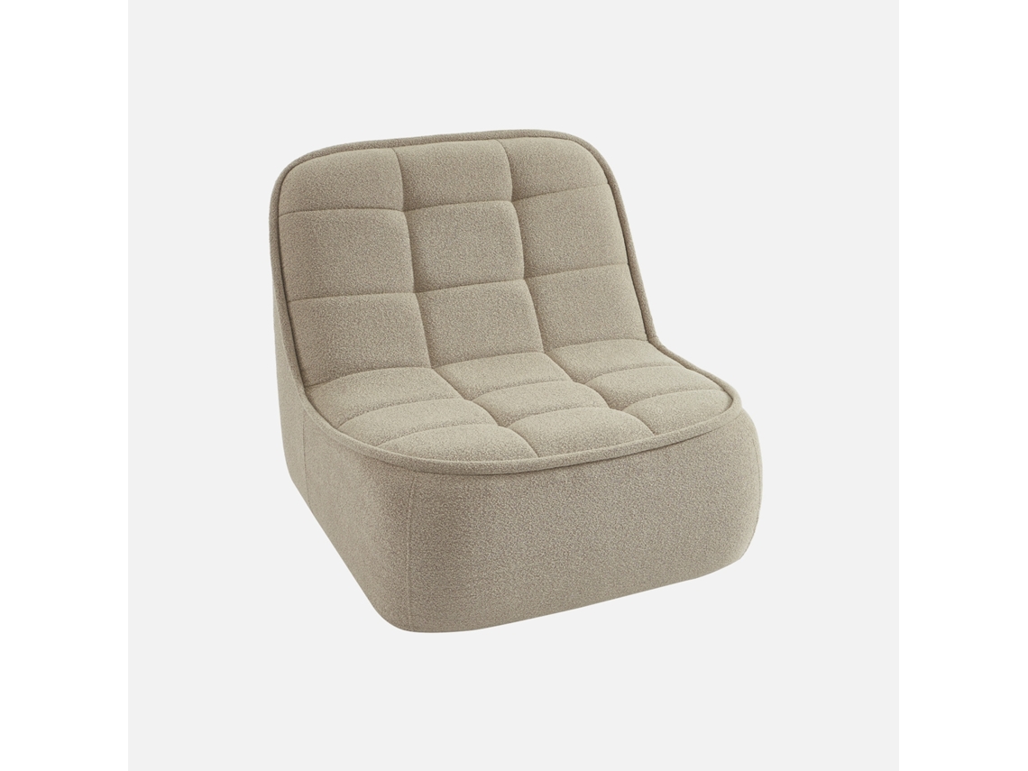 Cadeira Confortável Em Boucle Texturizado, 1 Lugar, Beige Sweeek
