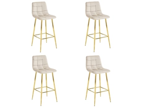 Banqueta Arceto Veludo Bege / Pernas Gold X 4 Leobert