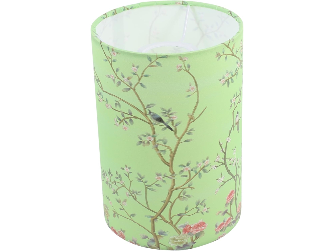 Abajur Vintage Chinês Em Tecido Estampado, Com Estrutura Em Tecido E Ferro.