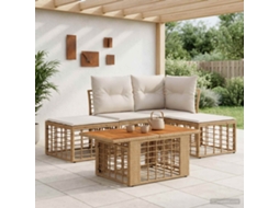 Vidaxl Conjunto De Sofá De Jardim 5 Unid. Natural E Branco Creme