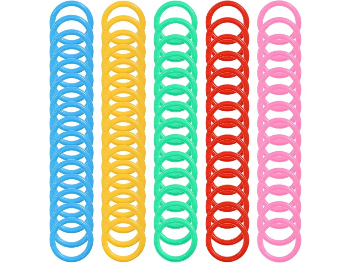 Anel Plástico Para Fichário 20mm, 300 Unidades, Multicolorido Verde, Azul, Vermelho, Rosa, Amarelo, Ideais Para
