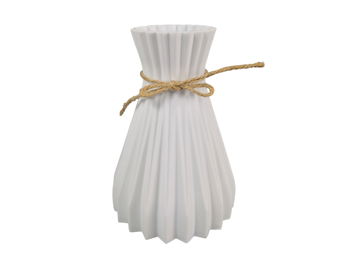 Vaso Decorativo em Plástico com Acabamento Cerâmico Nordic, Branco, Marca LAXISCREED
