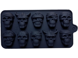 Formas De Gelo Em Silicone Com Formato Caveira E 10 Compartimentos
