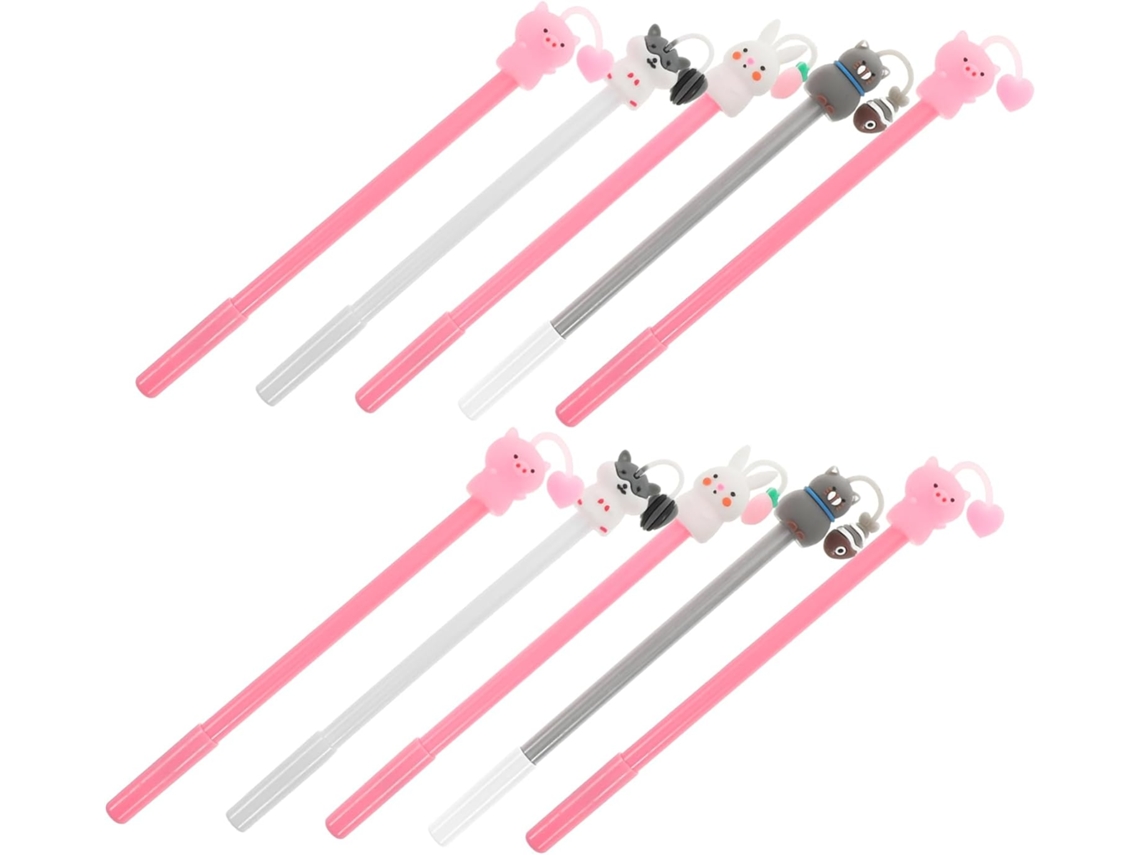 10 Canetas Em Gel Kawaii Em Formato De Animais Para Decoração Escolar