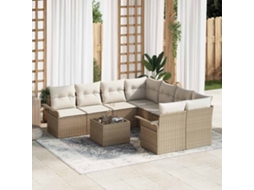 Vidaxl Conjunto De Sofá De Jardim 9 Unid. Bege E Creme Vime Pe