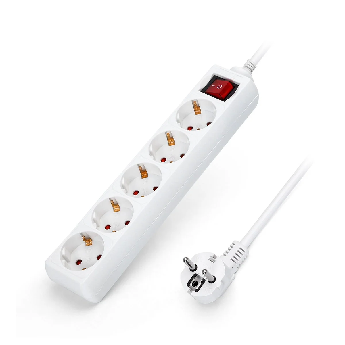 Régua de 5 tomadas com interrutor AIGOSTAR 16A 3M Branco