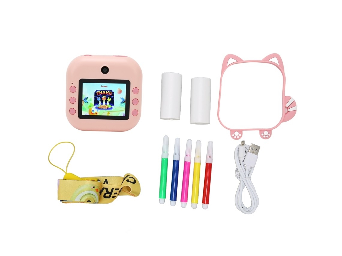 Câmera Digital Infantil Com Impressão Instantânea, 48 Mp, Tela Ips De 2,4 Polegadas, Rosa, Gravação De Vídeo Em 1080p, Zoom De 8x.