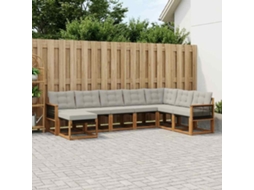 Vidaxl Conjunto De Sofás Para Exterior 8 Unid. Natural E Cinza Claro