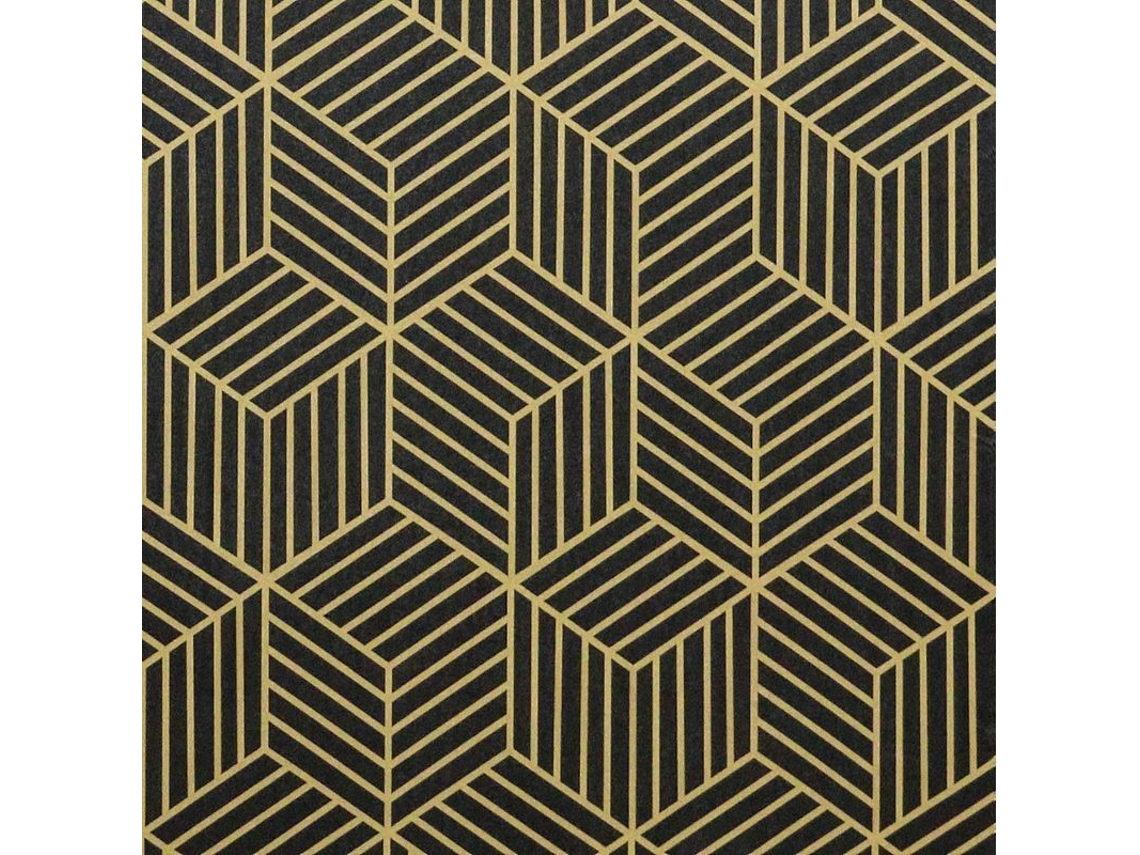 Papel Pintado Autoadhesivo Hexágonos Geométricos Oro Y Negro Removible Para Decoración Moderna