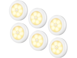 Lurelia Conjunto De 6 Luzes Com Sensor De Movimento, Sem Fio E A Pilhas