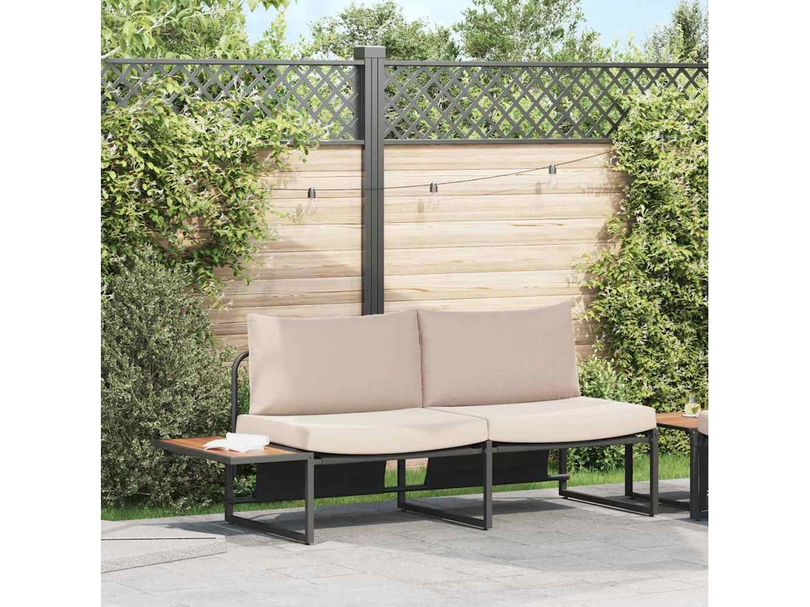 Vidaxl Sofá De Jardim 2-número De Lugares Cinzento-acastanhado Aço