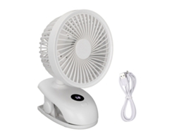 Clip Fan (tela Digital, Oscilante) Ventilador Pequeno Usb Branco Ventilador Elétrico Mini De Mesa Com Bateria Integrada
