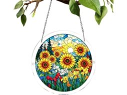 Quebra cabeça Acrílico para Pendurar na Janela Decoração 2d em Acrílico com Paisagem de Primavera Colorida para Casa, CHABERLU