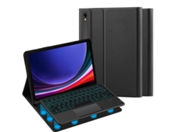 Lurelia Capa Com Teclado Bluetooth Para Samsung Galaxy Tab S9 Plus 12.4, Retroiluminada, Touchpad, Preto