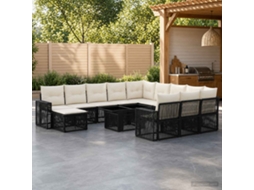 Vidaxl Conjunto De Sofá De Jardim 13 Unid. Preto E Branco Creme