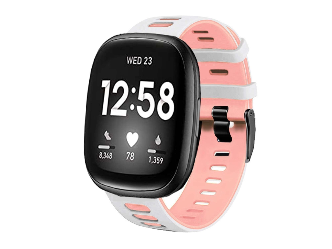 Bracelete Pioneer para Fitbit by Google Versa 4 Branco e Rosa